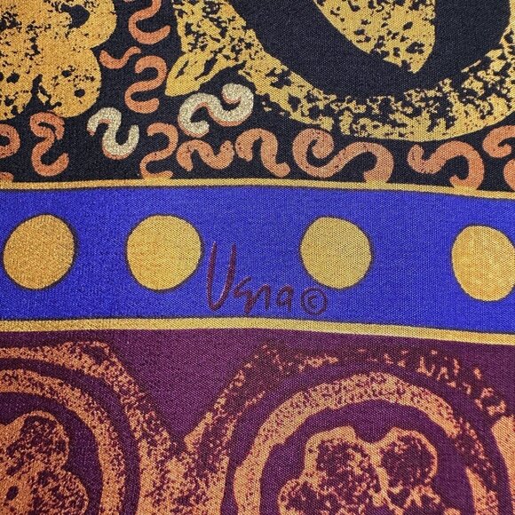 Vintage Vera Neumann Purple, Black & Burgundy Medallion Silk Scarf - 28" Square - Picture 5 of 8